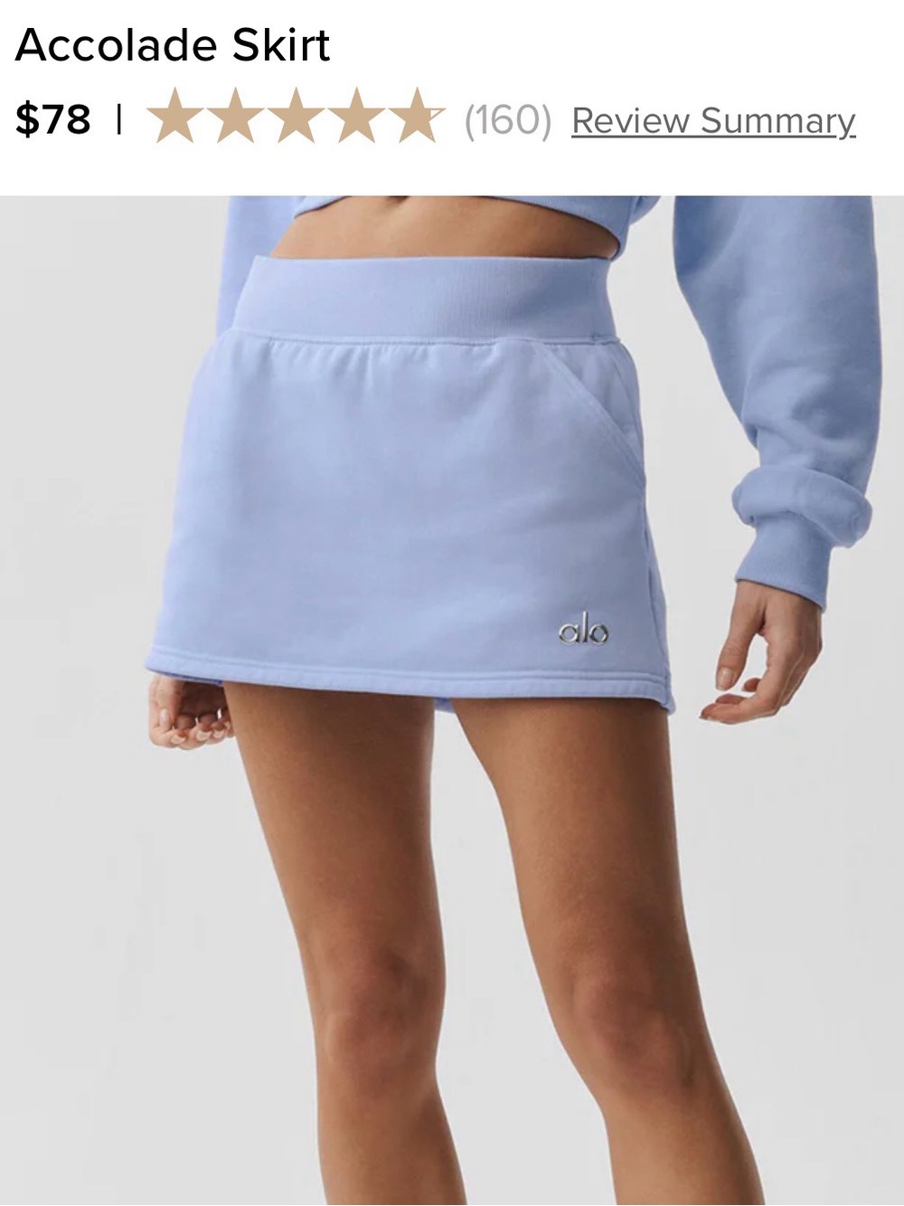 ALO Yoga Women’s Pastel Blue Accolade Mini Skirt